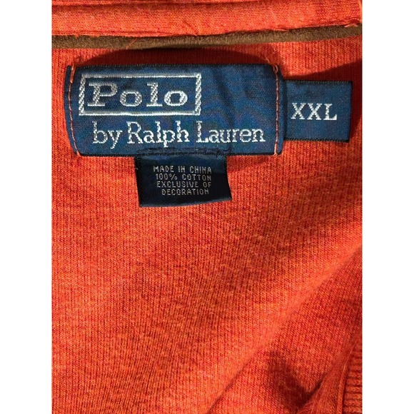 Polo Ralph Lauren Men's French Rib Quarter Zip Pullover‎ Sweatshirt XXL Orange - Picture 8 of 10